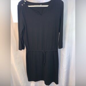 L.L. Bean Super Casual Drop Tied Waist Black Long Sleeve Dress Size Medium